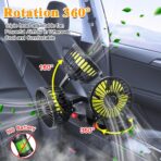 Triple-Head Fan for Car, Portable Car Fans for Vehicles Cars RV Vent with 360° Rotation Cigarette Lighter Plug - Image 3