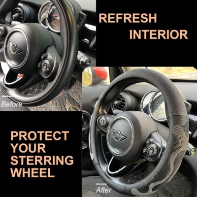 PINCTROT Comfy Grip Steering Wheel Cover, Anti-Slip Design, Universal 14.5-15 Inch(Silicone Gray) - Image 4