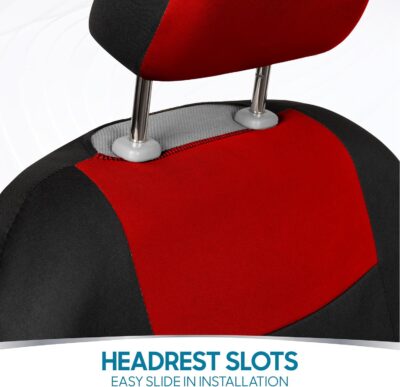 BDK PolyPro Car Seat Covers Full Set in Red on Black – Front and Rear Split Bench Seat Covers, Easy to Install, Accessories for Auto Trucks Van SUV - Image 12