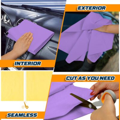 Premium Shammy Towel for Car, Super Absorbent 2 Pack 26""x17"" Car Drying Towel, Reusable Soft Car Wash Cloth, Chamois Cloth for Car, Dust Remove, No Scratch/Spot/Streak, Blue & Purple - Image 6