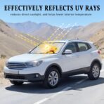 Universal Fit Car Windshield Shade,Car Windshield Sun Shade with Double-Sided Fabric,Foldable Sunshade Windshield 33"*64.5" - Image 3