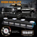 XRIDONSEN 2x 17 inch Emergency Dash Strobe Lights for Trucks Interior Front/Rear Windshield Lights 40 LED Amber White Safety Warning Hazard Lights w/Controller for Plow Trucks Construction Vehicles - Image 3