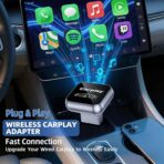 2026 Upgraded Wireless CarPlay Adapter for Apple iPhone, Plug and Play, Fast Auto-Connect, Realtek 8730E Chip Stable & No Latency, Wired to Wireless Adapter with USB-A/Type-C Port Gray (CT106) - Image 3
