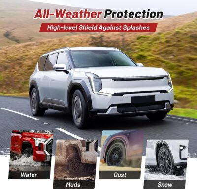 Sunsdrew Mud Flaps for 2024 2025 2026 Kia EV9 Accessories,All Weather Guard EV9 Guards Mudguards,No-Drill Front&Rear 4PCS Mud Flaps Set with Hardware(Without Running Board) - Image 5