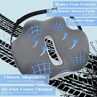 X-Large Seat Cushion for Truck Driver, Upgraded Cushion for Back Support and Pain Relief, Memory Foam with Non-Slip Washable Cover, Relieves Long-Term Truck Sitting and Pain - Image 3