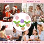 3 PCS Crochet Flower Pot,Crochet Tulip Small Potted Plants Handmade Knitted Flower Mothers Day Valentines Gifts Desk Car Dashboard Decor Gifts - Image 7