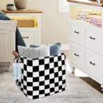 LANGYASHAN Square Storage Baskets Waterproof Canvas Children Laundry Nursery Hamper for Shelves Gift Baskets Toy Organizer Room Decor (Square Racing flag) - Image 4