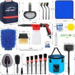 AUTODECO 44Pcs Car Wash Detailing Kit Cleaning Kits with Foam Gun Sprayer Wash Mop with Long Handle Collapsible Bucket Large Wash Mitt Towels Complete Interior Exterior Car Washing Supply Set Blue - Image 8
