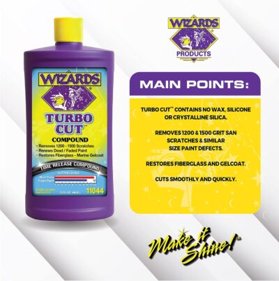 Wizards Turbo Cut Buffing Compound for Car Scratch Repair - 32 fl oz - Removes 1200-1500 Scratches - Rubbing Compound for Cars & Boats - Paint Restorer for Vehicles - Image 4