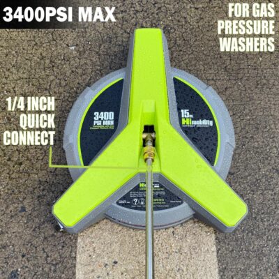 Hiclean 15" Pressure Washer Surface Cleaner with Wheels 3400 PSI Max, Surface Cleaner for Power Washer Attachment for Concrete, Patio, Sidewalk, and Driveways - Image 6