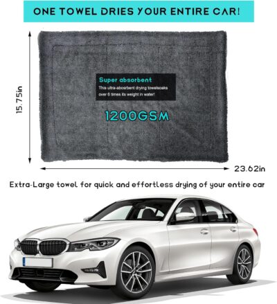 Microfiber Towels for Cars, 15.7"x23.6" 1200 GSM Ultra Thick Soft Car Detailing Drying Towel, Super Absorbent Double Twisted Loop Cloth Cleaning Towel for Car Truck SUV - Image 2