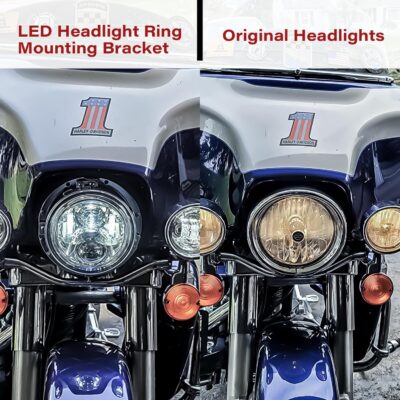 7" LED Headlight Ring Mounting Bracket - Round Adapter Bracket Motor - Fits for Harley Street Glide Road King Electra Glide Motorcycle Head Light Mount (Black, 7") - Image 3