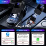 2026 Upgraded Wireless CarPlay Adapter for iPhone & Android Auto, 5X Faster Auto-Connect No Latency, Converts Wired to Wireless CarPlay, Plug & Play, 2 in 1 Adapter for iOS 12+/Android 11+, Black - Image 4