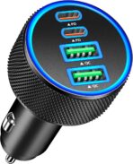 Car Charger USB C, KYOHAYA 90W 4-Port Dual USB-C & USB-A Power Cigarette Lighter Adapter PD/QC Type C Car Charger Fast Charging for iPhone 17 Pro 17 Pro Max 16 15 14 13 12 11/Galaxy S26 S25/Pixel/iPad