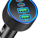 Car Charger USB C, KYOHAYA 90W 4-Port Dual USB-C & USB-A Power Cigarette Lighter Adapter PD/QC Type C Car Charger Fast Charging for iPhone 17 Pro 17 Pro Max 16 15 14 13 12 11/Galaxy S26 S25/Pixel/iPad