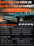 UNI-SHINE 5 3/4'' 5.75 Inch LED Headlight Round 4pcs Reflector Hi/Lo Beam With DRL Sealed Beam H5001 H5006 Compatible With Peterbilt 349 359, Chevy Impala 59-76, Dodge - Image 6