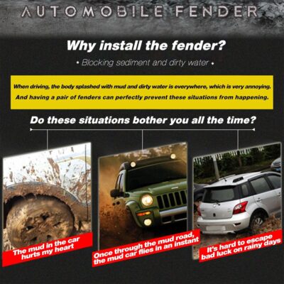 KEYOOG 4 Pcs Mini Size Universal Automobile Mud Flap, Splash Guard, Fit for Sedan, Hatchbacks, Soft Mud Guard of Sediment Resistant, 10.7 in/ 9.1 in/ 0.2 in Front & Rear (Black) - Image 2