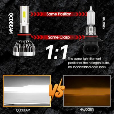 H8/H9/H11 9005 bulb combination, 66000LM ultra bright 6500K 9005 H11 bulb, no cooling fan, truly plug and play, non-polar, wide-angle drive fog lights, set of 4 - Image 3