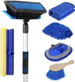 Wontolf 62'' Car Wash Brush with Long Handle, Scratch-Free Soft Bristles Sturdy Car Wash Mop Kit, Complete Car Cleaning Brush Kit Wash Mitt Towel Windshield Squeegee Wheel Tire Brush for Car Truck RV
