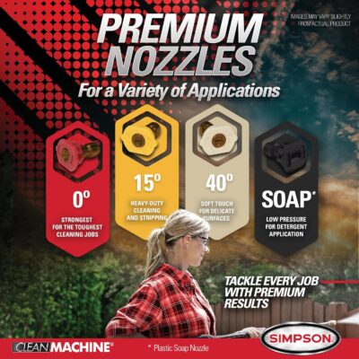 Simpson 3400 PSI Gas Pressure Washer, 2.5 GPM Residential Power Washer, Cold Water, 25' Hose, Clean Machine, 49-State Compliant (CM61083) - Image 6