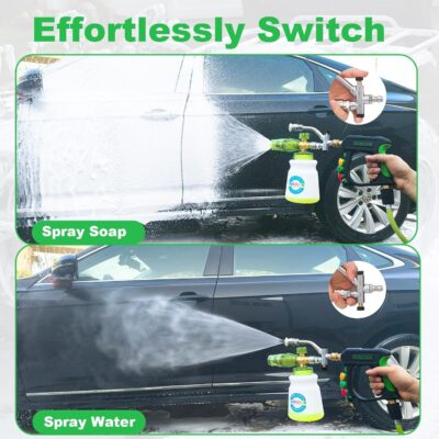 DUSICHIN Pressure Washer Gun Foam Cannon Dual Connector Shift Valve, Car Wash Foam Cannon Kit 1/4 Inch Quick Connector 5 Pressure Washer Nozzle Tips Build-in Design Work with A Pressure Washer DUS2703 - Image 3