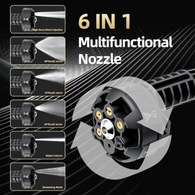 Cordless Pressure Washer with Recharge Battery Powered, 6-in-1 Smart Nozzle, 27 Feet Spray Distance, Handheld Wireless Water Gun for Home, Car, Yard, Pet, Plant - Image 6