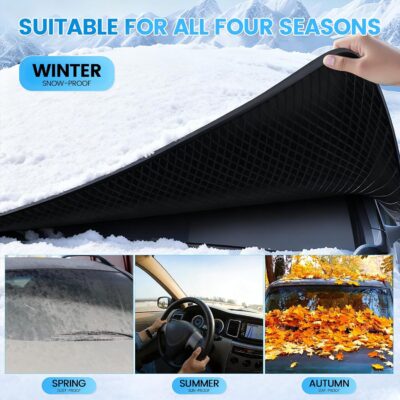 lootaan Windshield Cover for Ice and Snow - Heavy-Duty Winter Frost Guard with Side Mirror Pockets, Waterproof All-Weather Windproof Car Window Cover for Cars, Trucks, SUVs - Image 8
