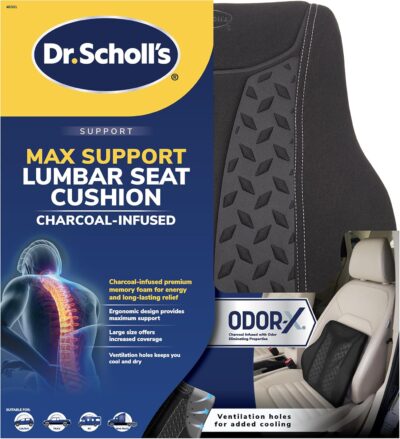 Dr. Scholl's Max Support Charcoal-Infused Lumbar Seat Cushion for Car, Truck, SUV — Black - Image 8