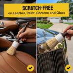 Car Detailing Brush Set 3-pc - Scratch-Free Boars Hair for Interior and Exterior Work - Pro Quality Car Cleaning Brush Kit for Leather Seats, Dashboards, Wheels, Grills and Paint - Image 2