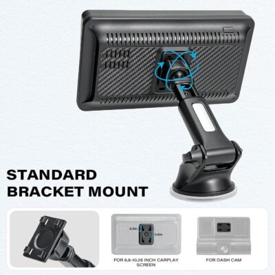 1Zero Replacement Suction Cup Car Mount for CarPlay Screen with Quick Extension Arm, Compatible with 7-11 Inch Portable Car Play Screens, Adjustable Dashboard Windshield in-Car Monitor Bracket Holder - Image 6