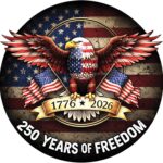 250th Anniversary Sticker 2 Pack, 5.5 Inch Patriotic Eagle Car Window Decal, 1776-2026 USA Vinyl Sticker for Truck, Bumper, Laptop, Round 250 Anniversary Decal
