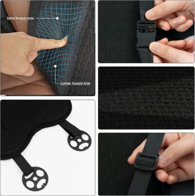 XUKEY Lumbar Pillow Gel Support Pillow Back Support Cushion,Gel Lumbar Support Pillow Relief Back Sciatica Pain for Car Seat Cushion,Car Seat Lumbar Support with Adjustable Straps Improve Posture - Image 3