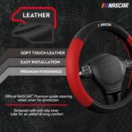 NASCAR Steering Wheel Cover, Two-Tone Red Leather Patchwork, Universal Fit 14.5"-15.5" Steering Covers for Cars, Anti-Slip, Soft Grip, Odor-Free, Trucks & SUVs, Racing Style Interior Upgrade - Image 2