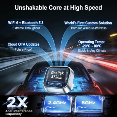 2026 Upgraded Wireless CarPlay Adapter for Apple iPhone, Plug and Play, Fast Auto-Connect, Realtek 8730E Chip Stable & No Latency, Wired to Wireless Adapter with USB-A/Type-C Port Gray (CT106) - Image 6