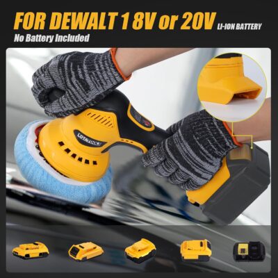 Car Detailing and Polishing Compatible with Dewalt 20V Battery, 5500 RPM Dual-Action Polisher with 6 Variable Speeds - Image 2