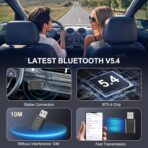 USB Bluetooth 5.4 Adapter for Car, Bluetooth Music Receiver Plug & Play, 3.5mm AUX Jack Car Kit Built-in Microphone for Hands-Free Calling Compatible with Speakers/Home Stereo,USB-Powered - Image 3