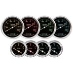 RACETECH Classic 6 Gauge Set - 85mm 3-3/8" Electrical Speedometer Tachometer - 52mm 2-1/16" Voltage Fuel Level Water Temperature Oil Pressure - 140MPH 240-33 Ohm - Black Dial White Needle - Image 3