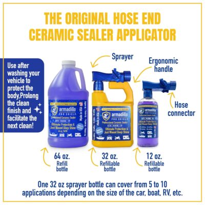 Professional Ceramic Sealer – Ultimate Protection & Just Waxed Deep Shine – Spray-On Hydrophobic Ceramic Coating for Cars, Boats, & RVs – 32 oz Hose-End Sprayer - Image 2