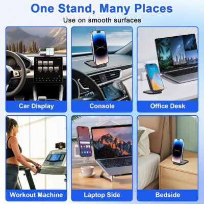 Magnetic Phone Holder for Car, Ultra Thin 3.5mm Foldable Car Phone Holder Mount, 270° Anti-Shake Phone Cradle Compatible with iPhone 17/16/15 & Android, Strong Vhb Adhesive for Laptop/Tablet/Home - Image 4