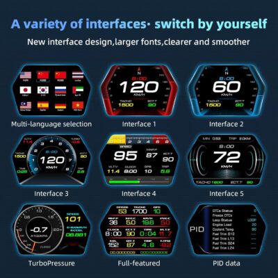 MH HUD Heads Up Display for Car, OBD2 + GPS Dual System, OBD2 Gauge Display, Digital Speedometer MPH Water&Oil Temp Meter Tachometer Driving Overspeed Alarm for All Car, OBD2 for 2008+ Vehicle - Image 3