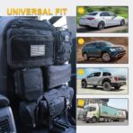 Universal Tactical Car Seat Back Organizer Bag Tactical Molle Vehicle Organizers Panel Vehicle Protector Organizers with 5 Detachable Pouches for Car Truck Ford Jeep (Upgraded C model Black) - Image 3