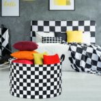 Checkered Storage Basket Extra Large 80L Kids Hamper Baby Laundry Basket Waterproof Toys Car Organizer Collapsible Canvas for Home/Dorm/Pet/Office/Closet/Shelf/Gift Baskets - Image 5