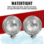 HECASA Pair Fog Lights Universal Fit 12 Volt 35 Watts Chrome Vintage Style Clear Lens Steel+Glass Adjustable Ball and Cup Mounting 2PCS - Image 3