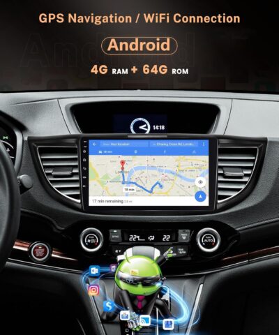 Rimoody 4G+64G Android 13 Car Stereo Radio for Honda CRV 2012-2016, Wireless Carplay Andorid auto GPS 5G-WiFi 9'' Touchscreen Bluetooth FM/RDS EQ-32 SWC Backup Camera - Image 4