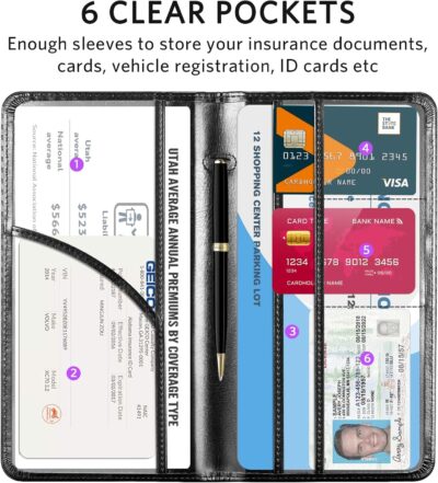 CoBak Car Registration and Insurance Holder - Vehicle Glove Box Car Organizer,Auto Truck Comparment Accessories Case with Magnetic Closure for Driver License,Cards - Image 3