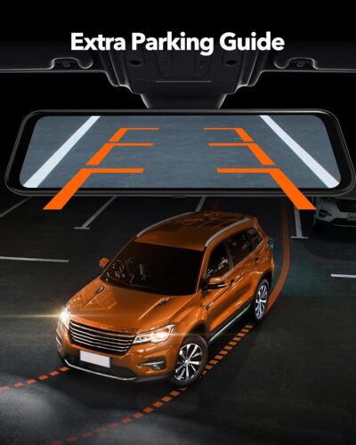 WOLFBOX 12" 4K Rear View Mirror Camera with 5.8GHz WiFi and Voice Control, Smart Mirror Dash Cam Front and Rear, Backup Camera with 1080P Rear Camera, Dash Cam with WDR, Includes 64GB Card & GPS - Image 8