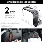 CAR PASS 23 PCS Bling Diamond Car Accessories Set for Women, Leather Seat Covers Full Set Sparkly Rhinestone15'' Steering Wheel Covers Shining Car Floor Mats Cute Aotumotive Interior Sets, Silver - Image 6