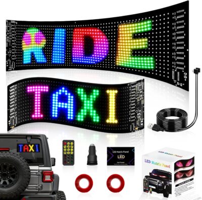 2PCs Programmable Scrolling Led Eyes Display, 23.62"x4.72" Flexible Devil Eyes Windshield with Remote and APP Control, Led Sign for Cars/Trucks/SUVs, Customizable Digital Display for Store School Hotel Party - Image 9