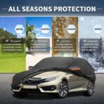 X AUTOHAUX Car Cover for Honda Civic Sedan/Coupe 210D-PU Outdoor Full Car Cover All Weather with Door Zipper for Waterproof Windproof Sun Rain Snow Protection - Image 2