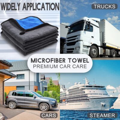Nuenen 20 Pcs Microfiber Car Drying Towels Microfiber Cleaning Cloth 800 GSM Thick Plush Cleaning Dusting Cloth Auto Detailing Absorbent Towels Rags for Car Household Kitchen Window(Grey and Blue) - Image 7
